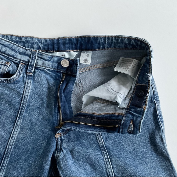 H&M Girls Straight Leg Jeans Sz 14 Blue Low Waist Denim Side Pockets Casual - Picture 9 of 10